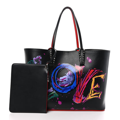 Christian Louboutin Calfskin Loubitag Spikes East West Cabata Love Tote Black 3 of 12