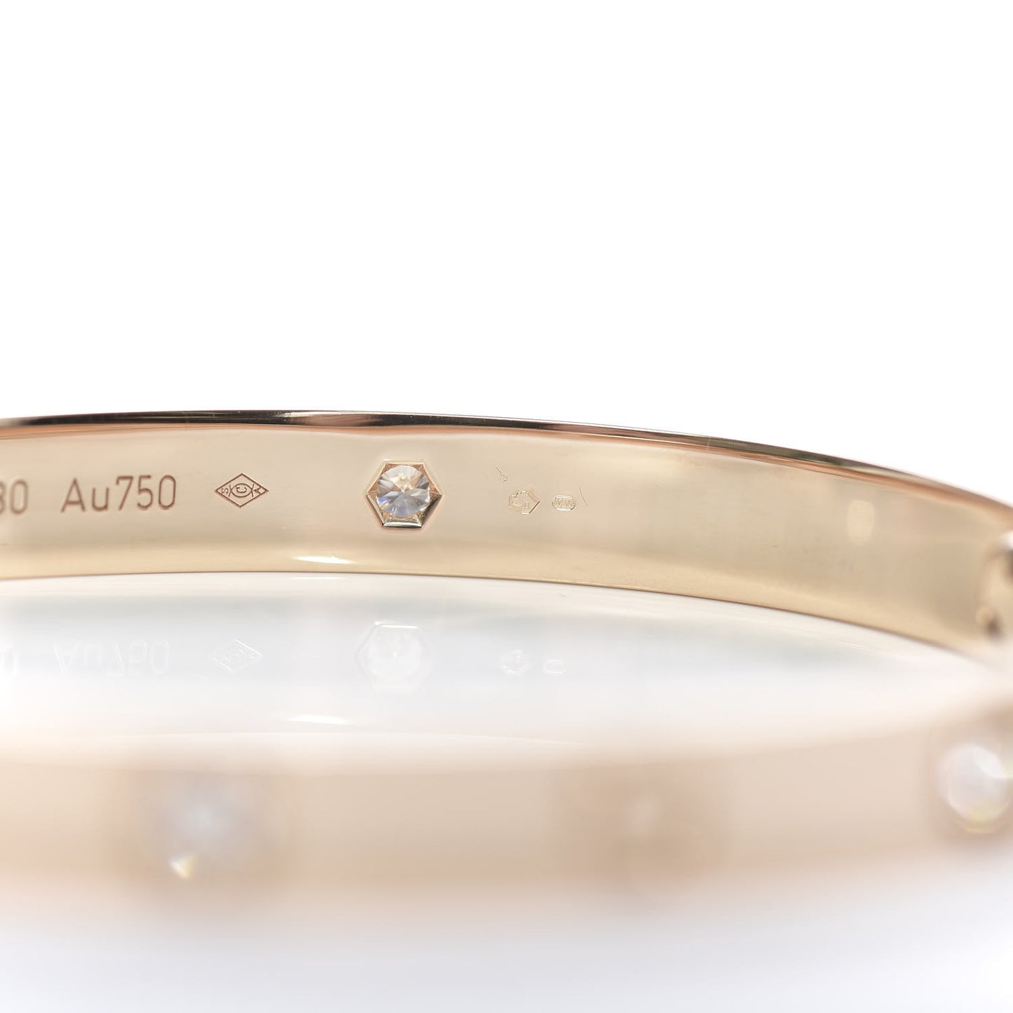 18K Pink Gold 4 Diamond LOVE Bracelet 17