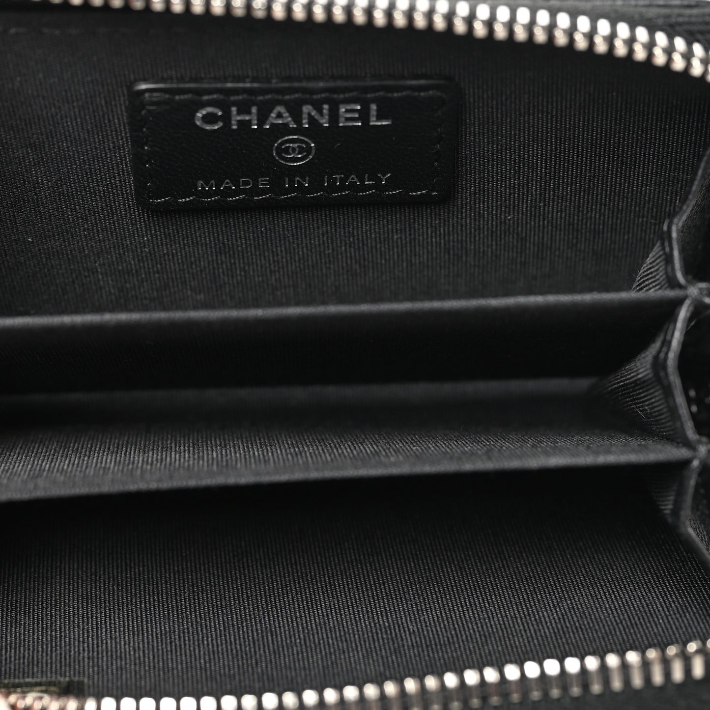 Lambskin Quilted Crossing Zip Around Coin Purse Black