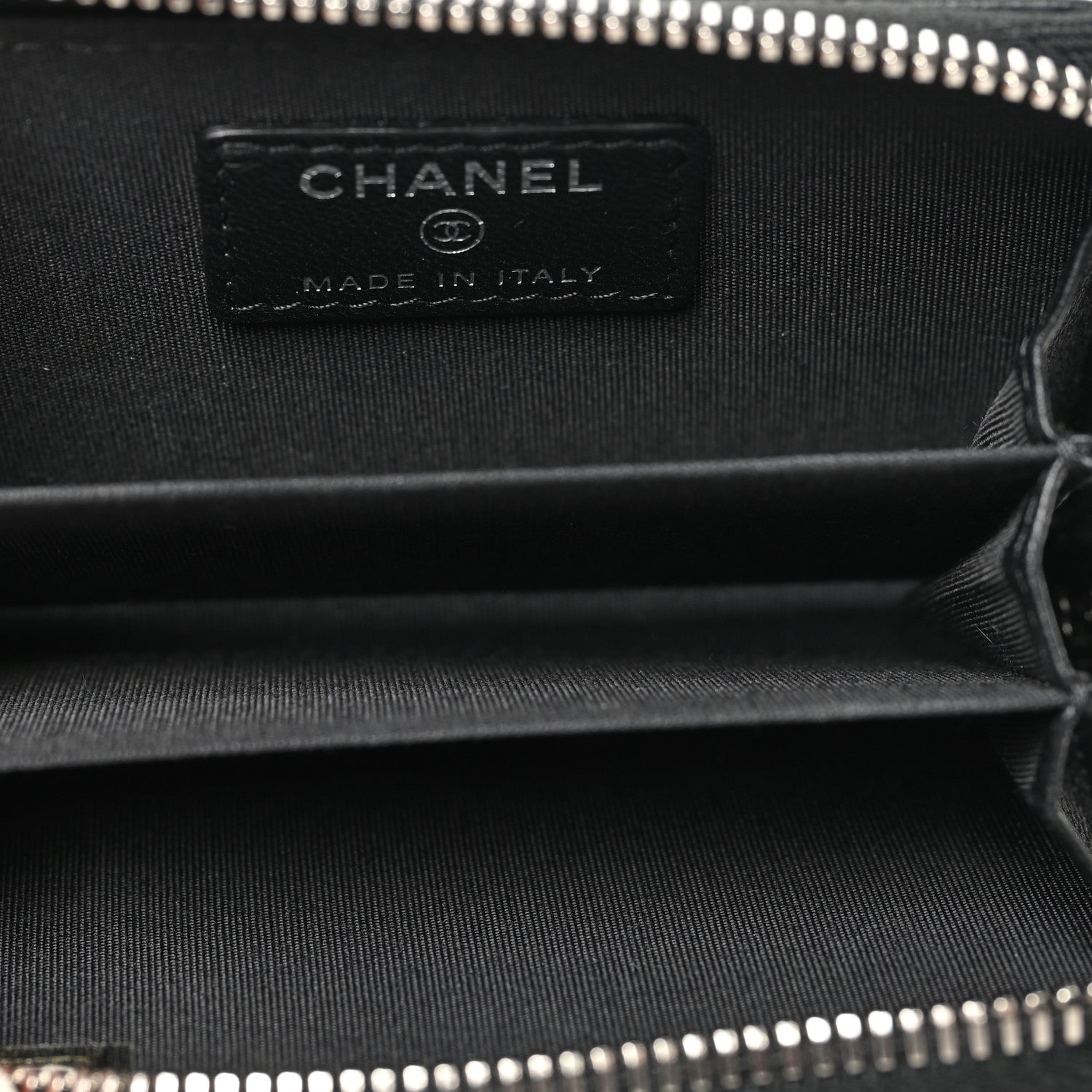 Chanel Lambskin Quilted Crossing Zip Around Coin Purse Black 5 of 10