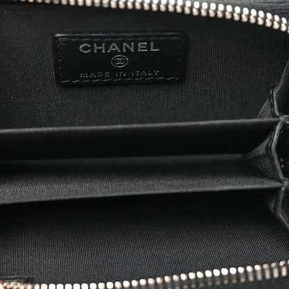 Chanel Lambskin Quilted Crossing Zip Around Coin Purse Black 5 of 10