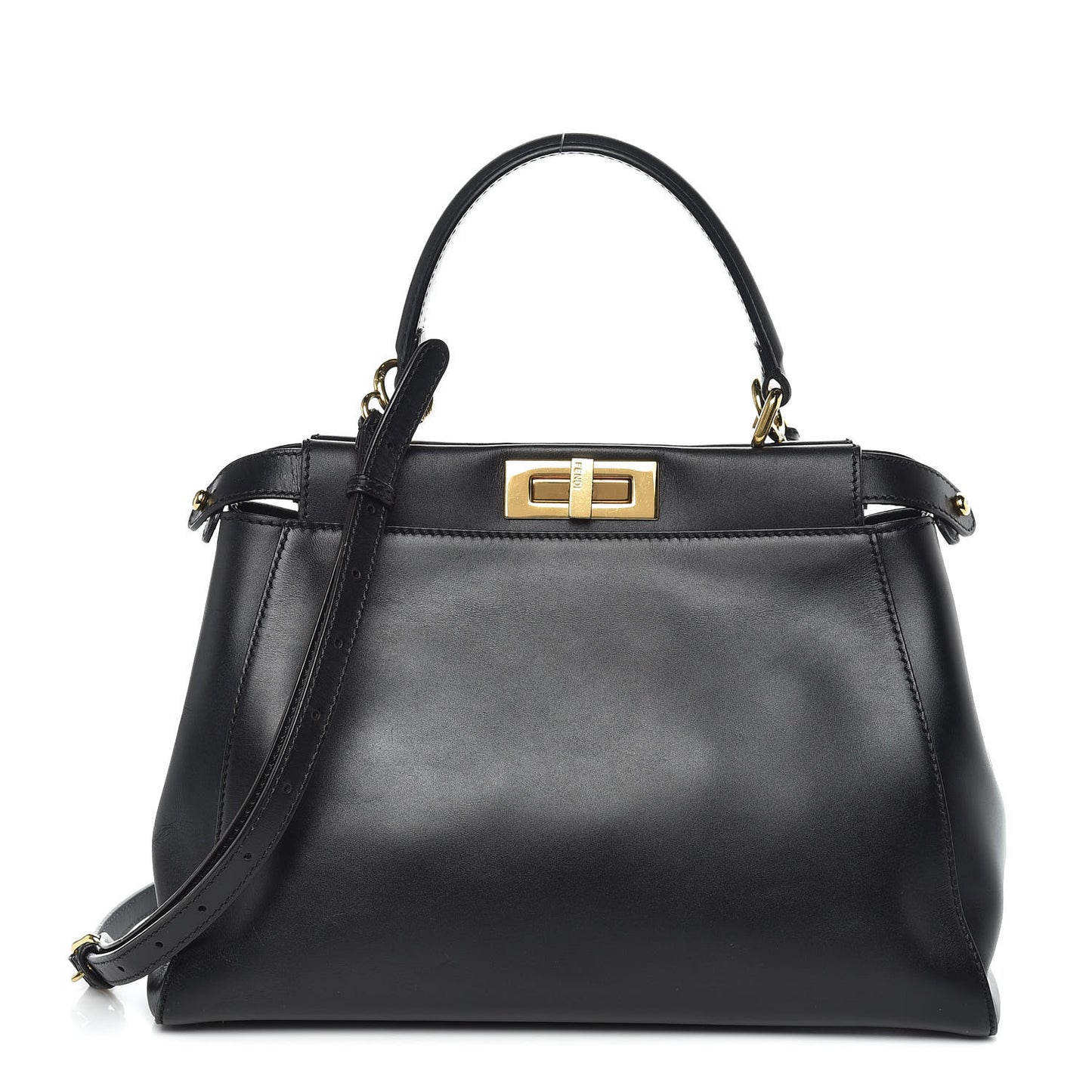 Vitello Morgan Shiny Nappa Medium Peekaboo Iconic Satchel Black