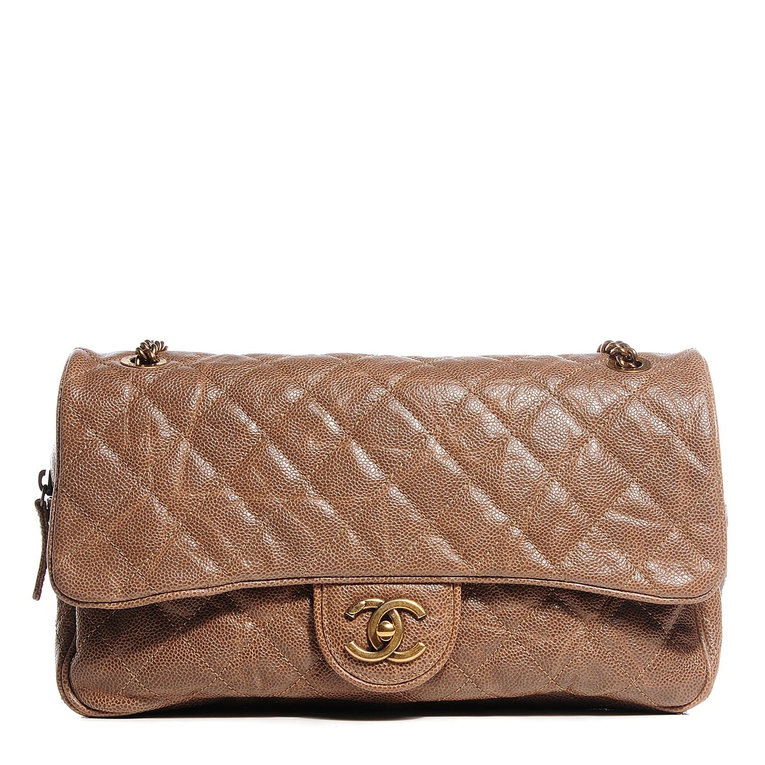 Chanel Crumpled Grained Calfskin Large Shiva Flap Beige 1 of 8