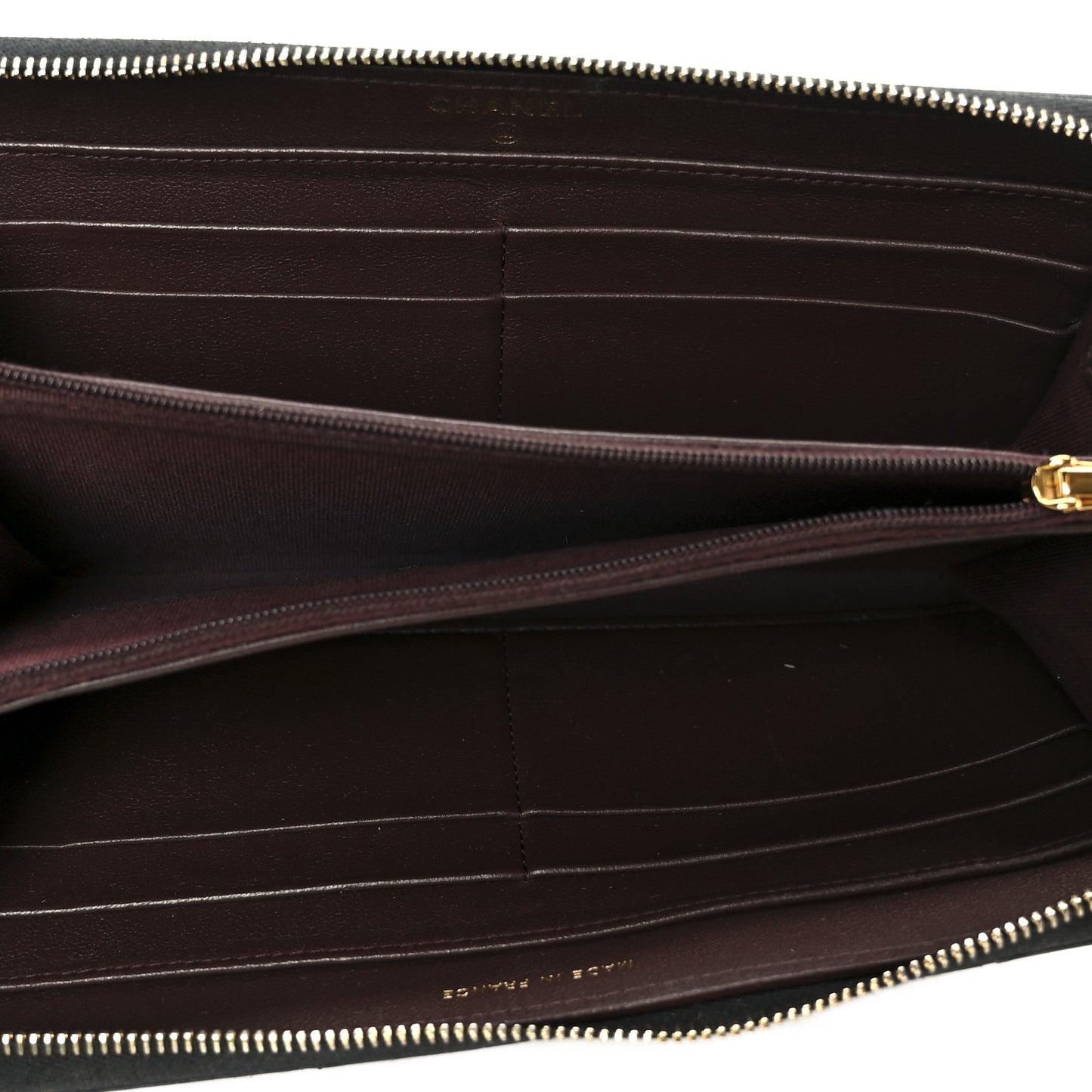 Lambskin Quilted Large Gusset Zip Around Wallet Black