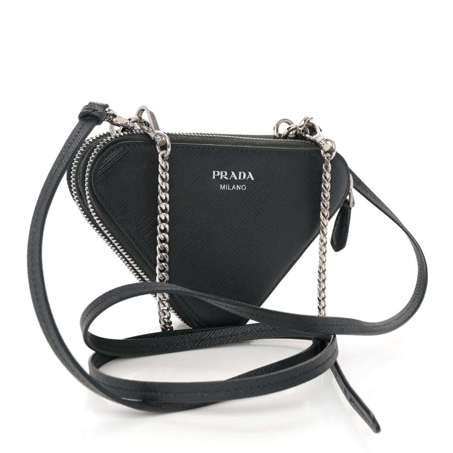 Saffiano Mini Triangle Crossbody Pouch Black