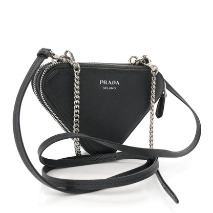 Prada Saffiano Mini Triangle Crossbody Pouch Black 3 of 12