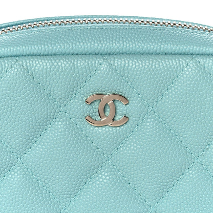 Chanel Caviar Quilted Small Curvy Pouch Cosmetic Case Light Blue 8 of 11
