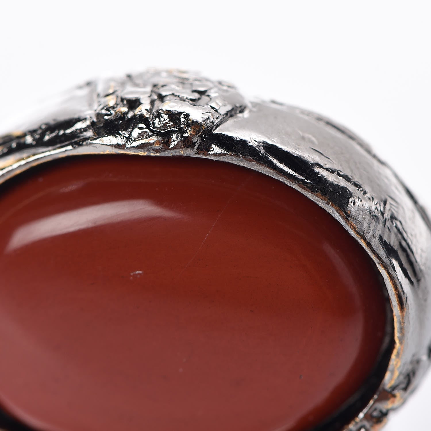 Saint Laurent Glass Cabochon Arty Ovale Ring 6 Silver 6 of 7