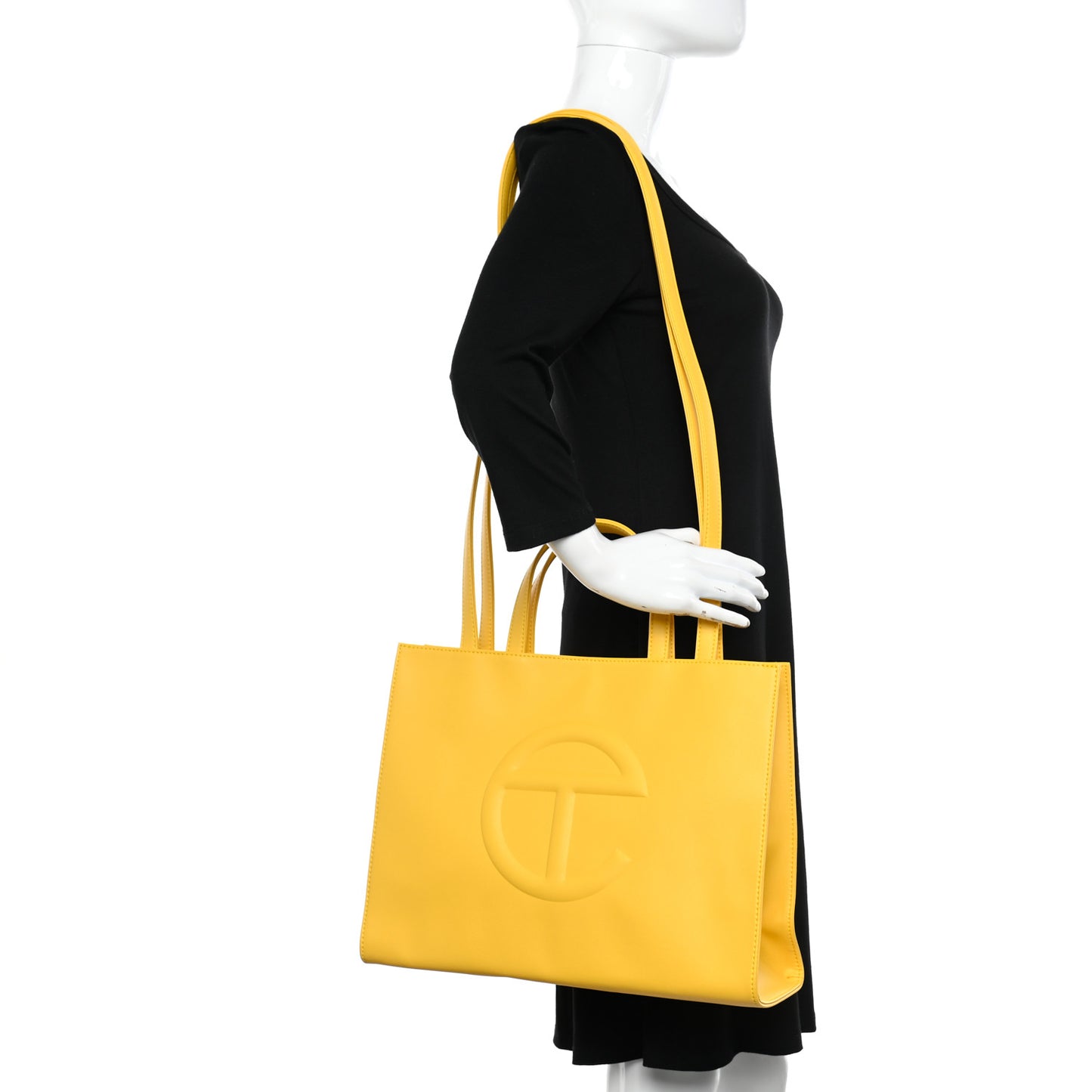 Vegan Leather Medium Shopping Bag Yellow