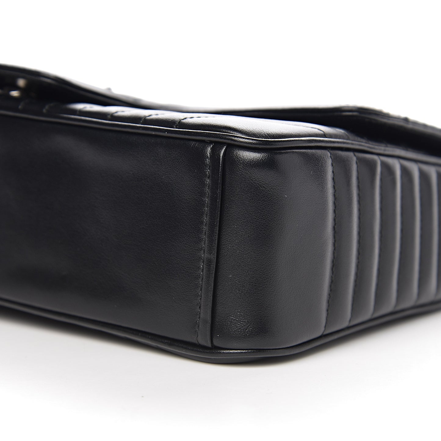 Soft Calfskin Impunture Diagramme Medium Chain Flap Shoulder Bag Black