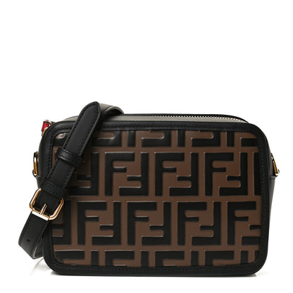Fendi Vitello Century Bi-Color FF 1974 Embossed Mini Camera Case Maya Black 1 of 15