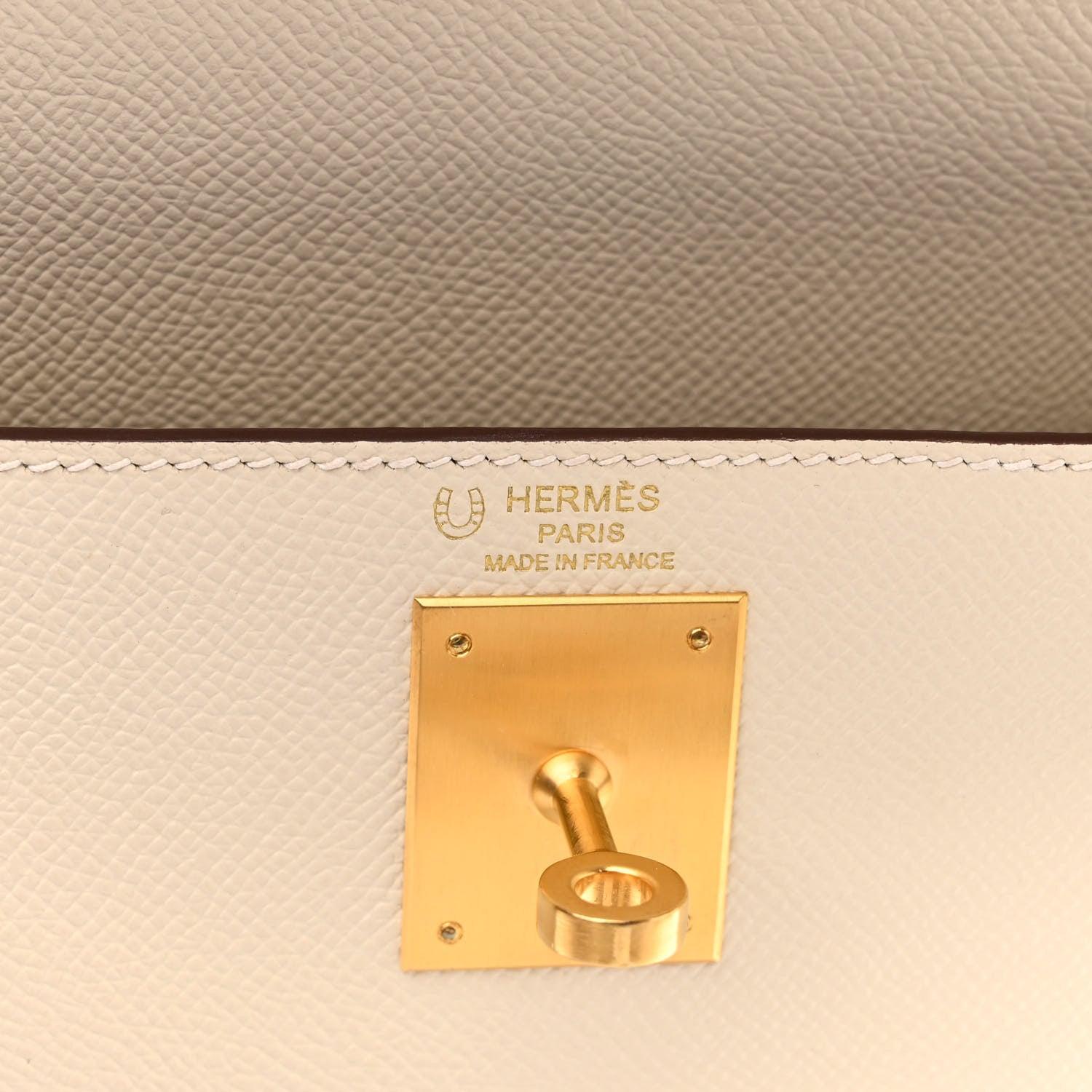 Hermes Epsom Bi-Color Horseshoe Kelly Sellier 28 Craie Trench 6 of 15