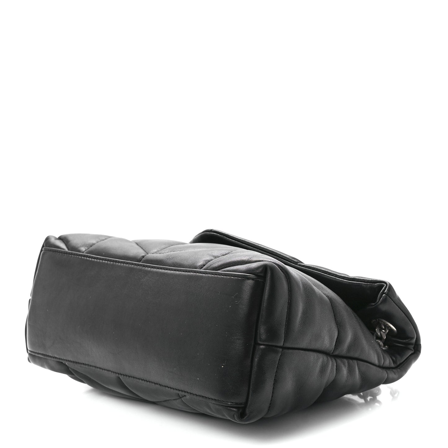 Lambskin Quilted Small Loulou Puffer Monogram Chain Satchel Black