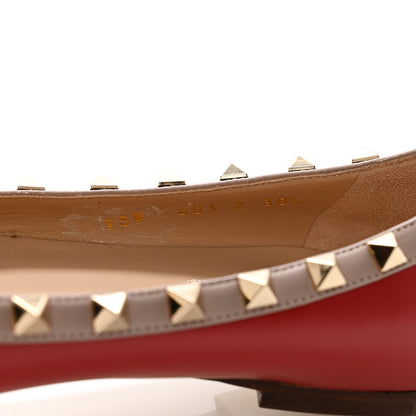 Valentino Garavani Calfskin Nappa Rockstud Ballerina Flats 38.5 Rosso Valentino Poudre 8 of 12