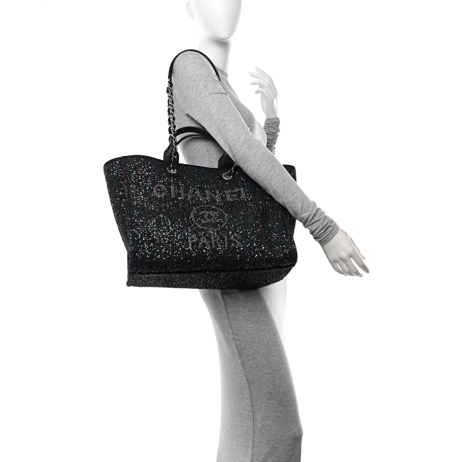 Chanel Viscose Sequins Medium Deauville Tote Black 2 of 10