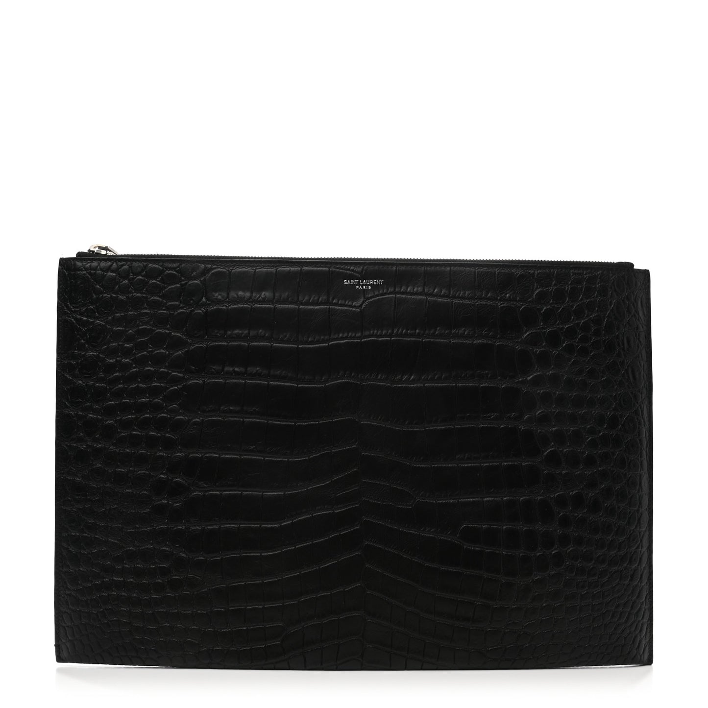 Calfskin Crocodile Embossed Document Holder Black