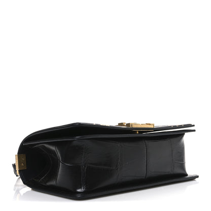 Chanel Calfskin Crocodile Embossed Graffiti Cocodile Medium Boy Flap Black 4 of 10