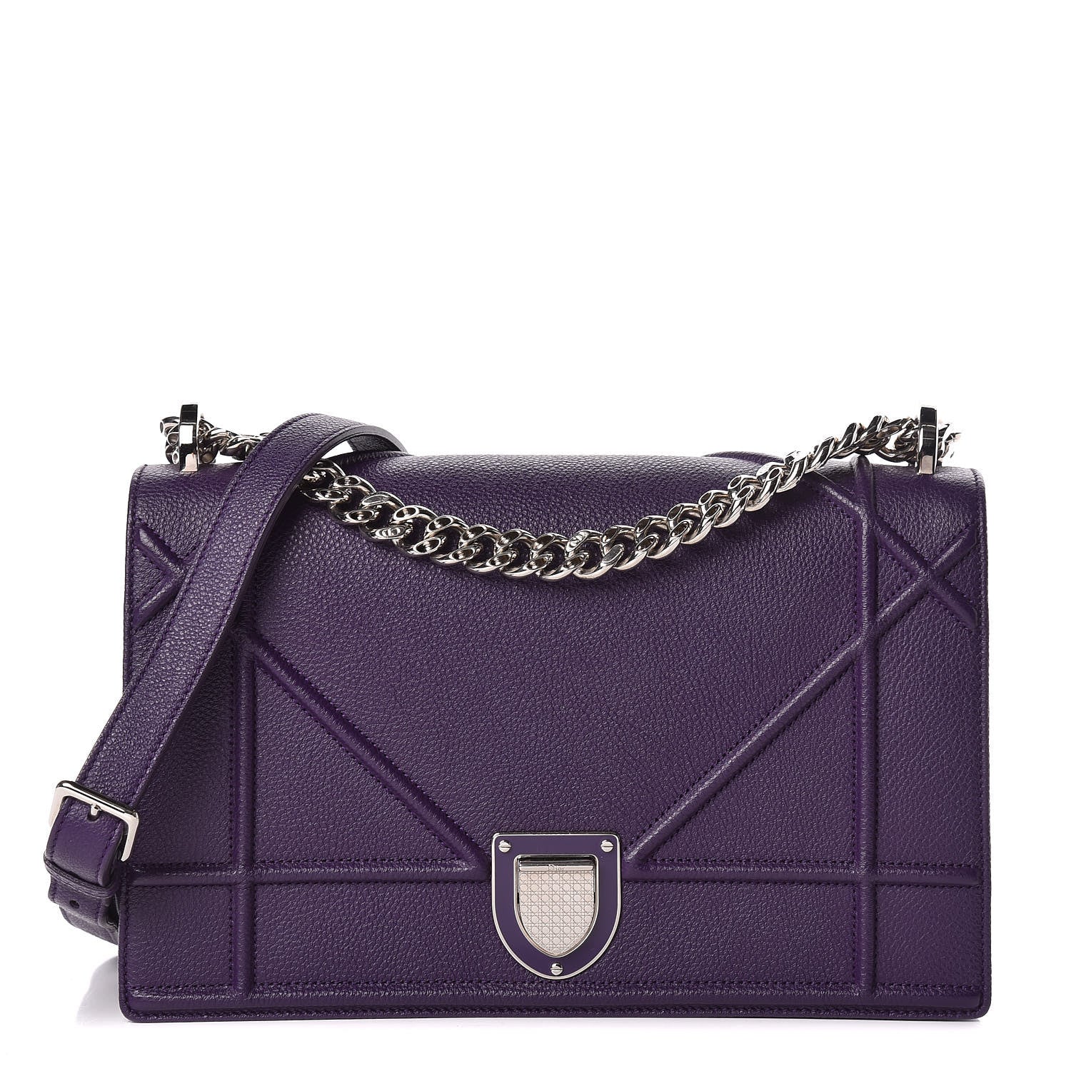 Christian Dior Grained Calfskin Medium Diorama Flap Bag Purple 1 of 10