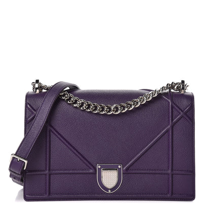 Christian Dior Grained Calfskin Medium Diorama Flap Bag Purple 1 of 10