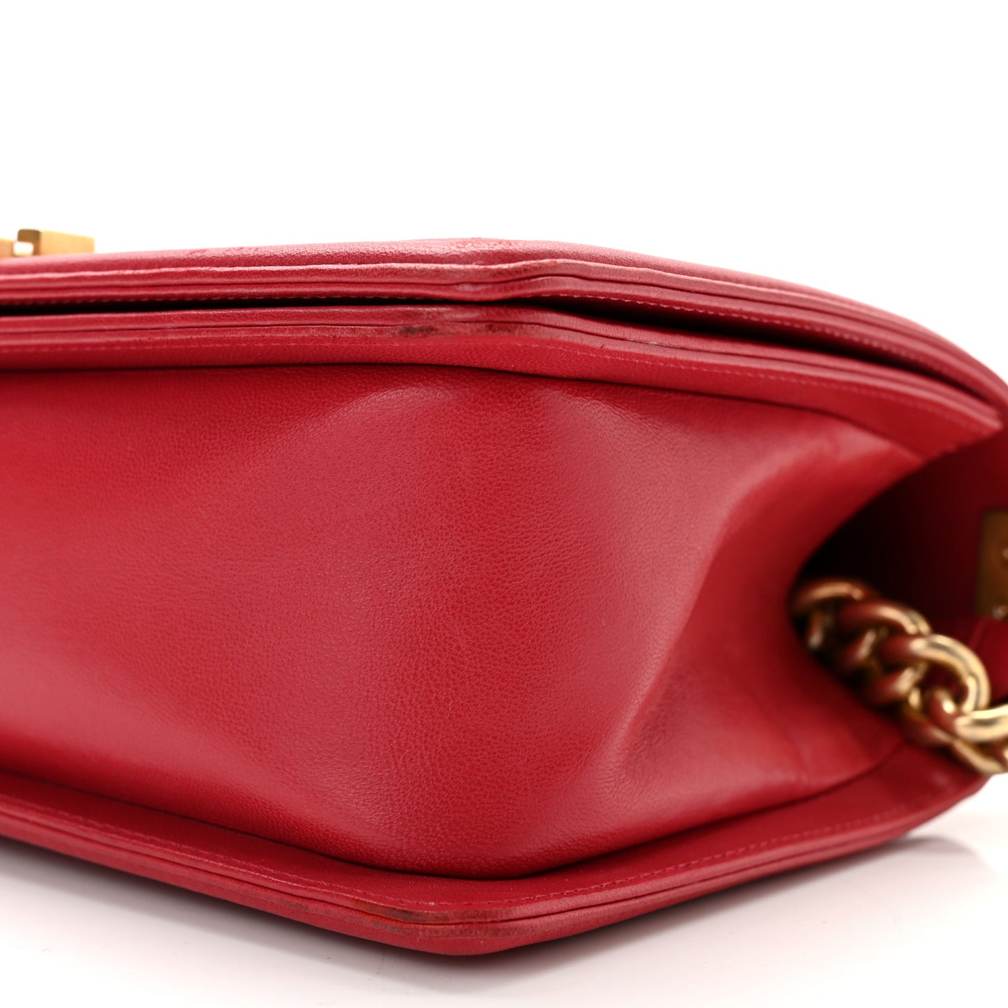 Lambskin Quilted Medium Boy Flap Red