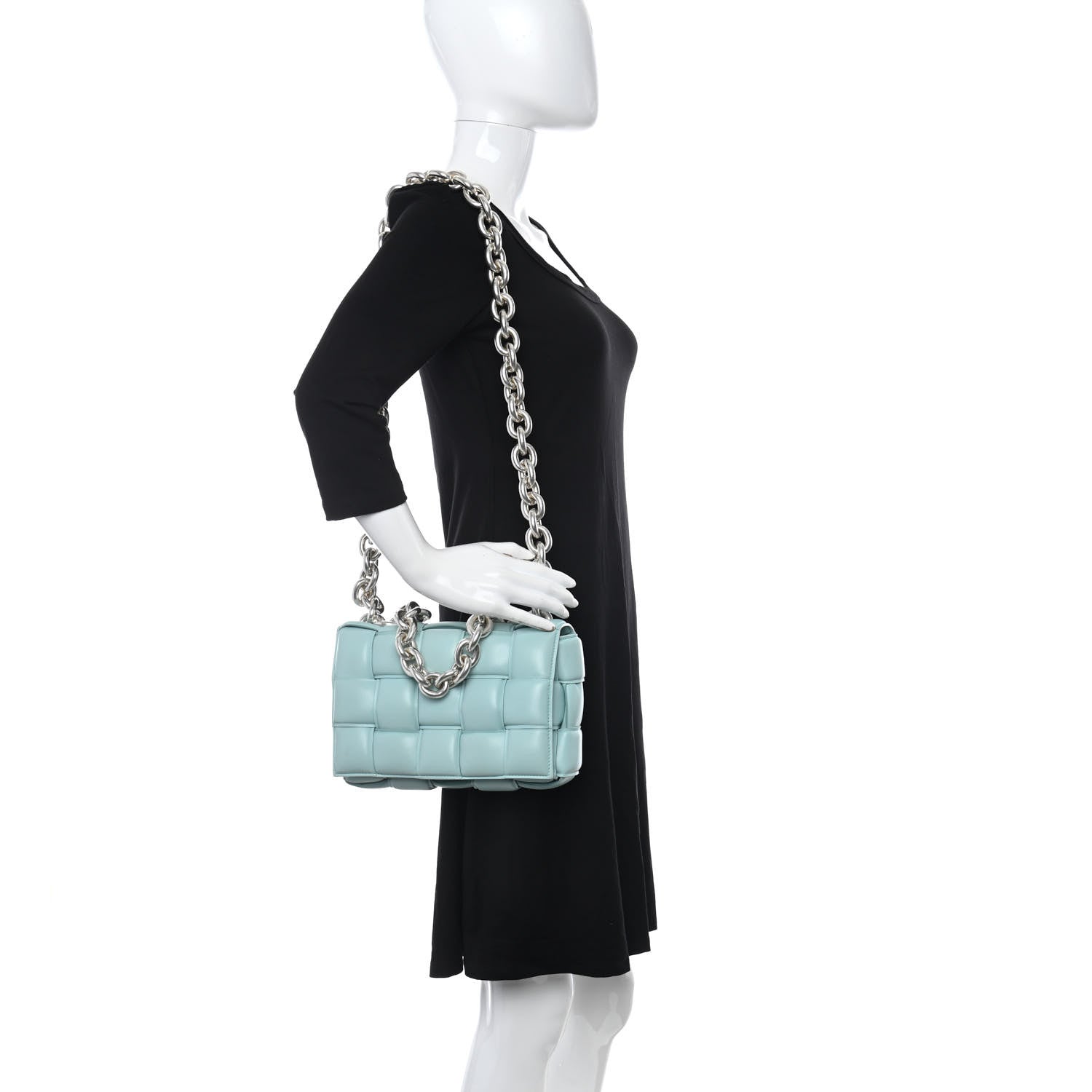 Bottega Veneta Lambskin Maxi Intreccio Padded Chain Cassette Crossbody Bag Spearmint 2 of 9