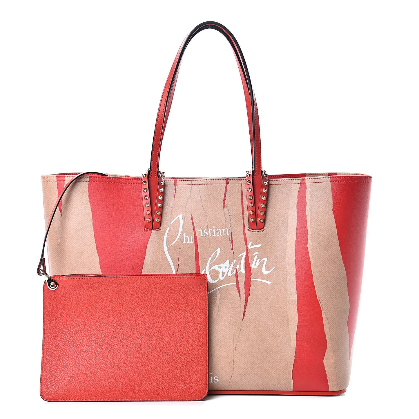 Calfskin Kraft Spikes East West Cabata Tote Kraft Red