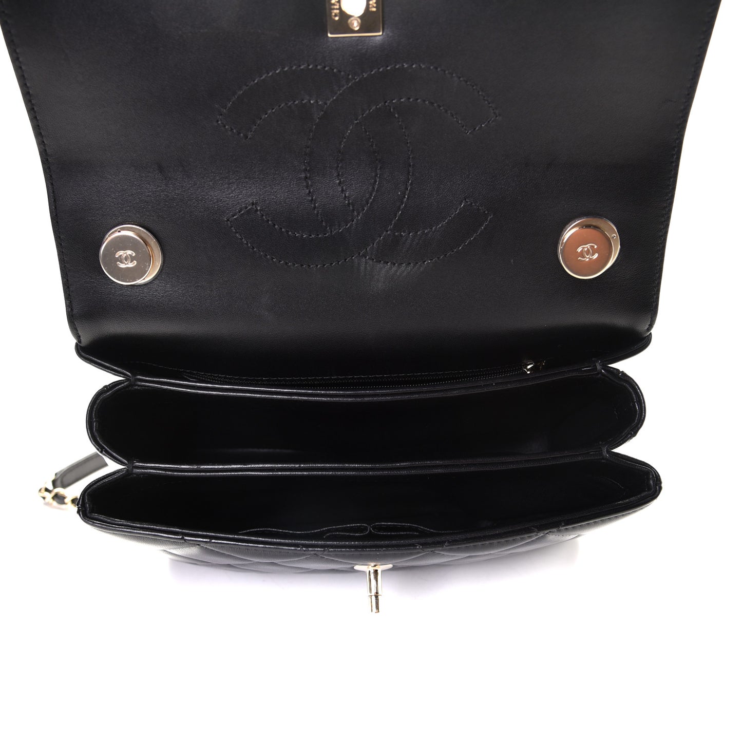 Lambskin Quilted Small Trendy CC Dual Handle Flap Bag Black