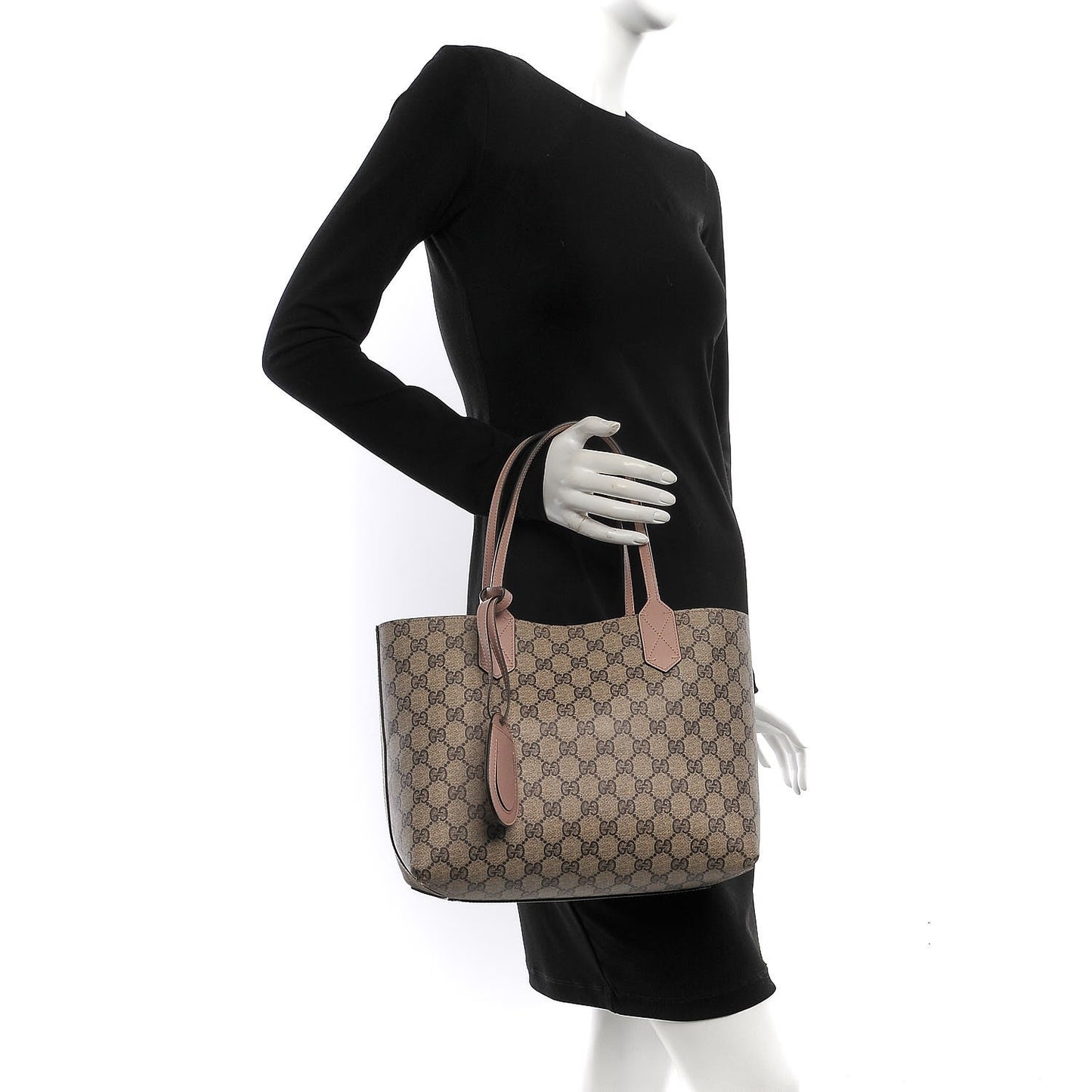 Textured Calfskin Monogram Small Reversible GG Tote Dark Cipria