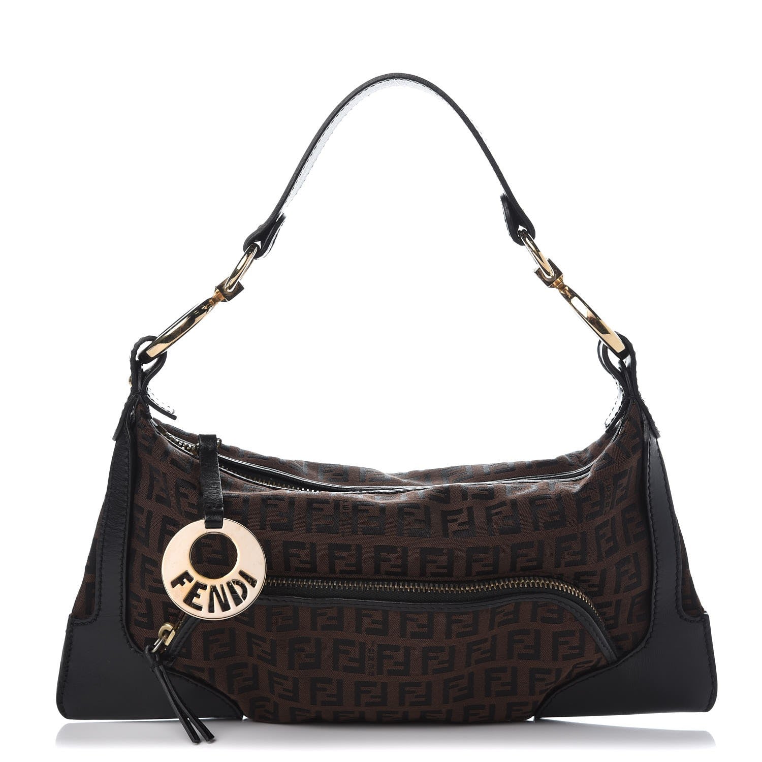 Fendi Zucchino Cuoio Small Chef Pocket Shoulder Bag Black Moro 1 of 7
