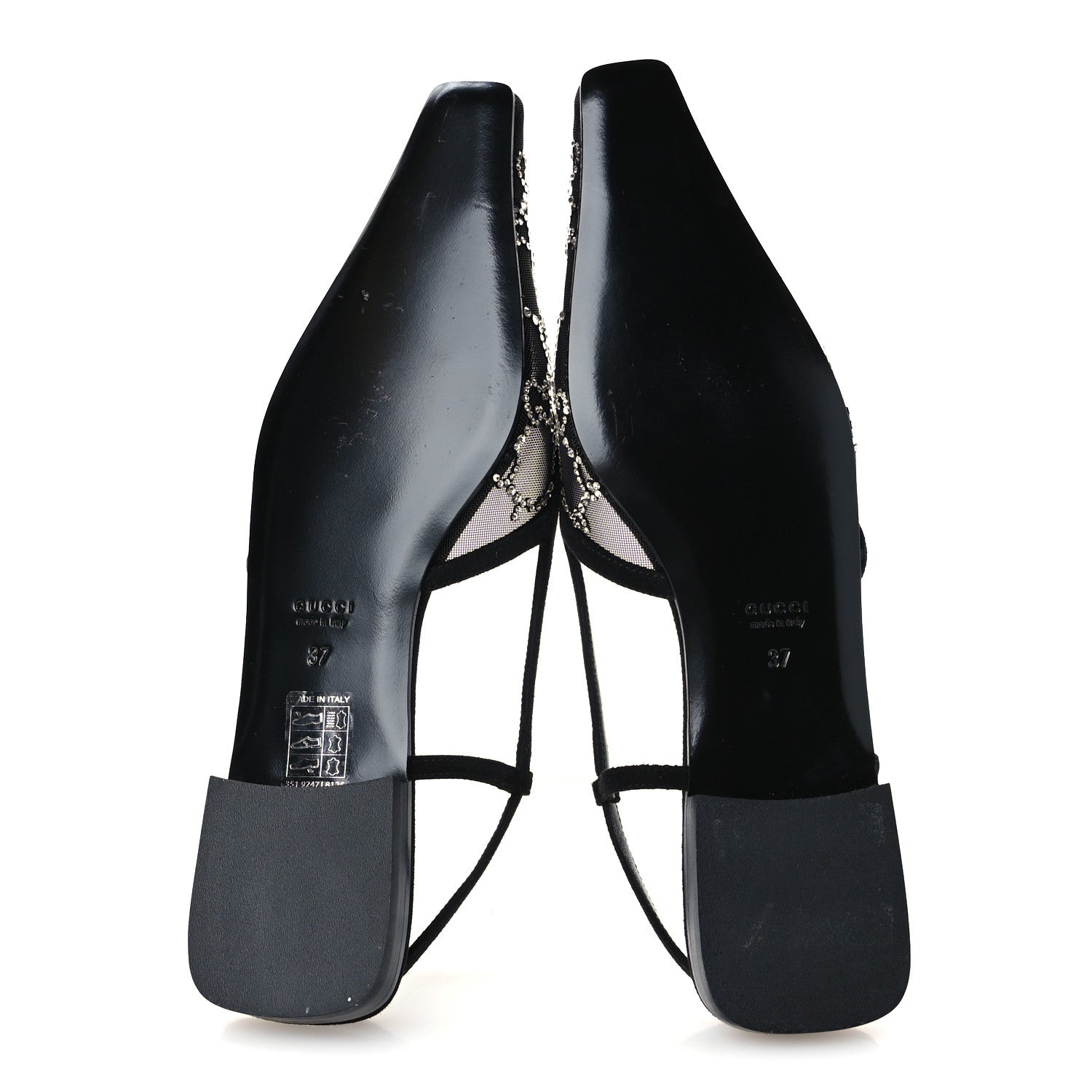 Gucci Suede Mesh Crystal GG Monogram Slingback Ballet Flats 39.5 Black 39 Black 6 of 9