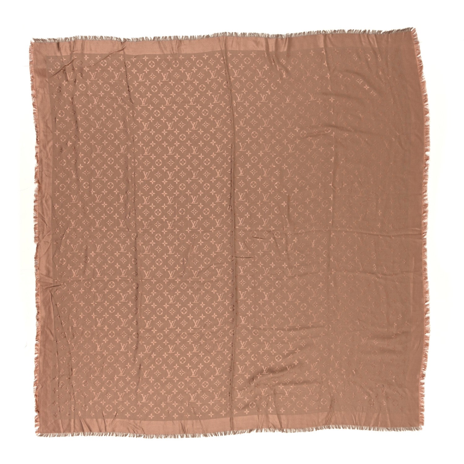 Louis Vuitton Silk Wool Monogram Shawl Cappuccino 1 of 3