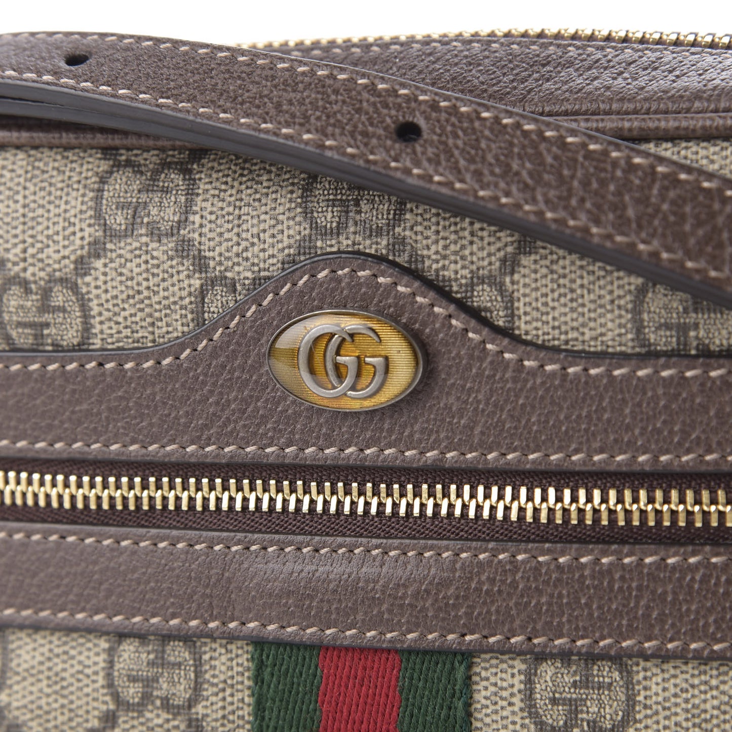 GG Supreme Monogram Web Mini Ophidia Shoulder Bag Brown