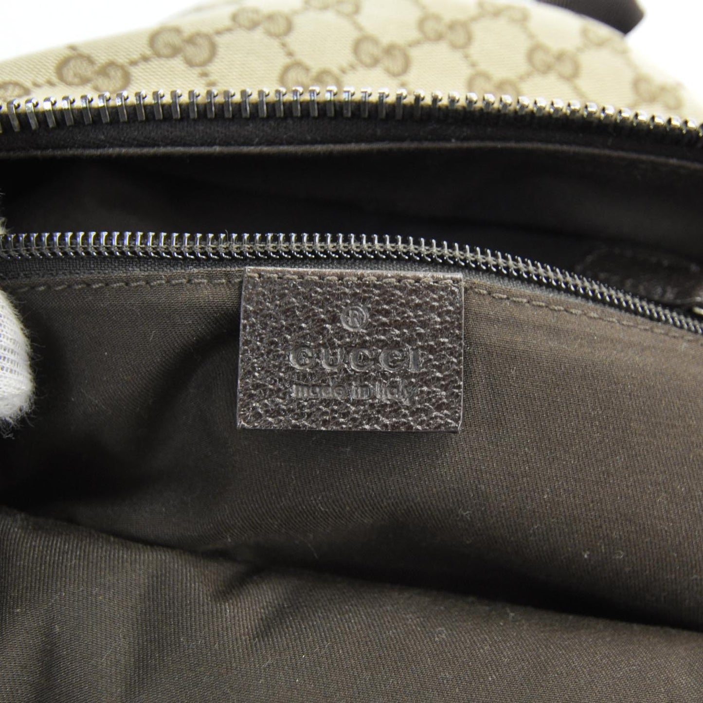 GG Monogram Web Medium Classic Backpack Brown