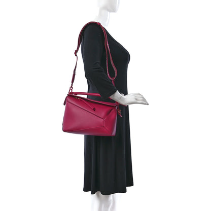 Loewe Satin Calfskin Monochrome Small Puzzle Edge Bag Ruby Red Glaze 2 of 10