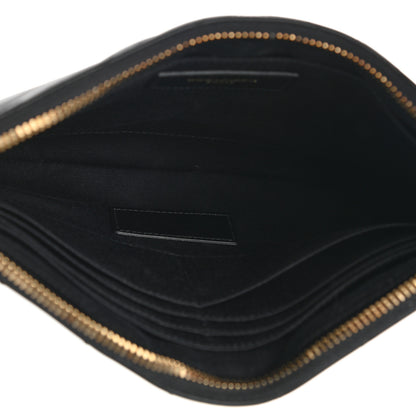 Saint Laurent Calfskin Matelasse Chevron Monogram A5 Wristlet Black 5 of 7