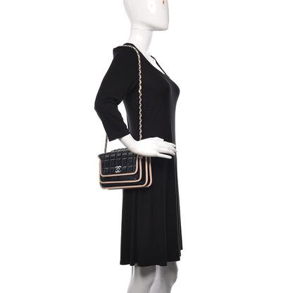 Chanel Patent Lambskin Medium Chocolate Bar Flap Navy Beige 3 of 15
