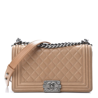 Chanel Lambskin Quilted Medium Boy Flap Beige 1 of 14