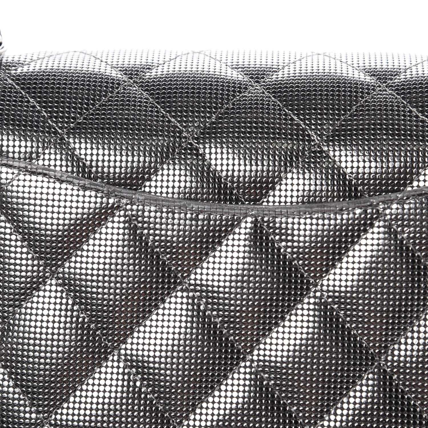 Chanel Metallic Calfskin Quilted Pixel Effect Mini Rectangular Flap Dark Silver 8 of 11