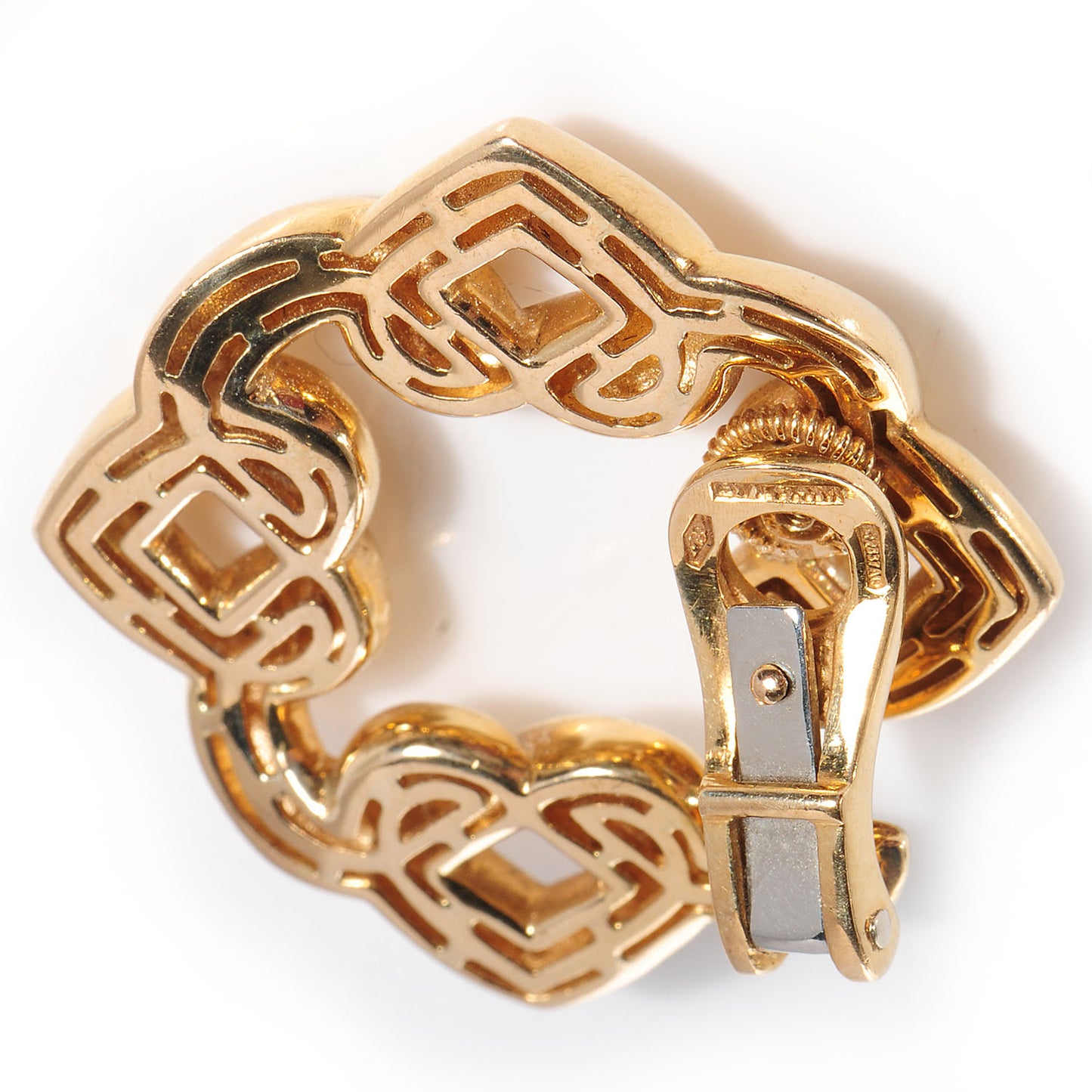 BVLGARI 18K Yellow Gold Doppio Cuore Clip On Earrings