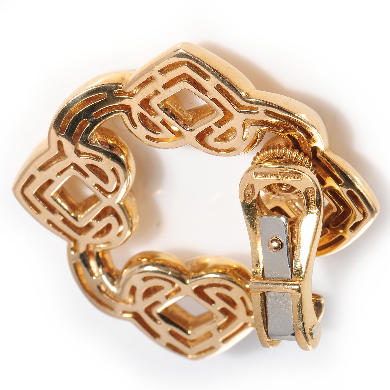 Bulgari BVLGARI 18K Yellow Gold Doppio Cuore Clip On Earrings 6 of 7