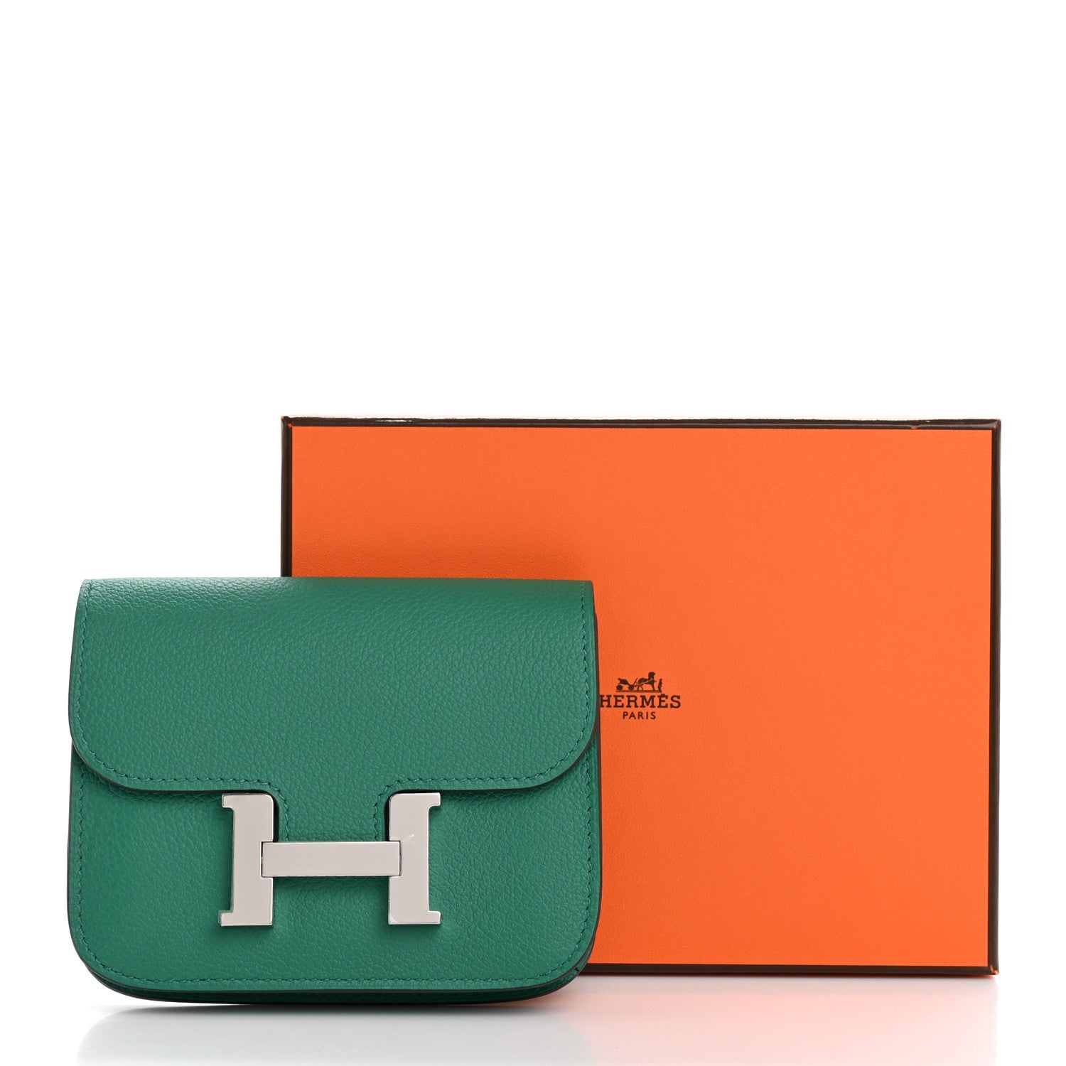 Hermes Evercolor Bi-Color Constance Slim Wallet Vert Vertigo Bleu Zanzibar 9 of 9