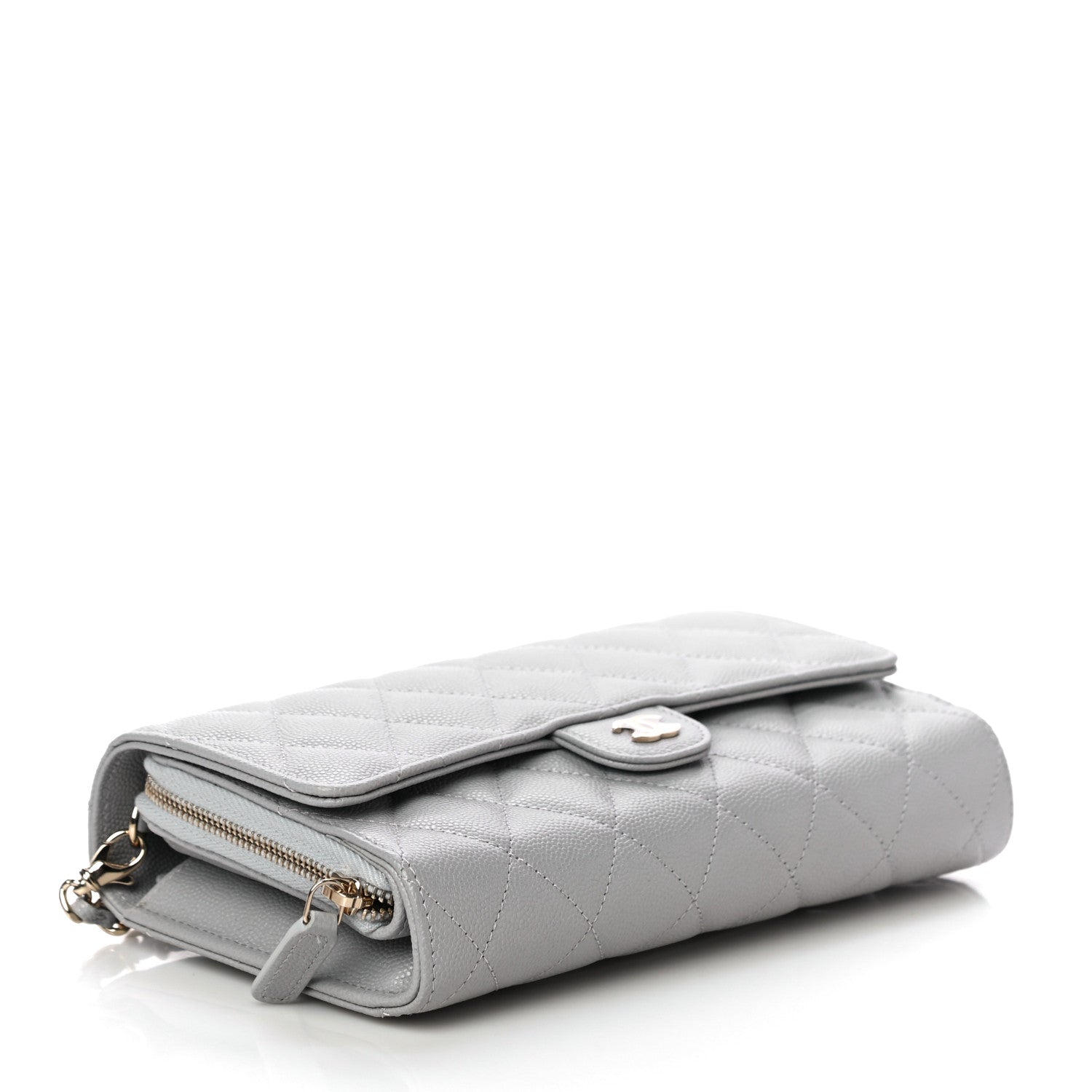 Chanel Caviar Quilted Phone Holder Wallet on Removable Chain Grey 4 of 12