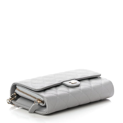 Chanel Caviar Quilted Phone Holder Wallet on Removable Chain Grey 4 of 12