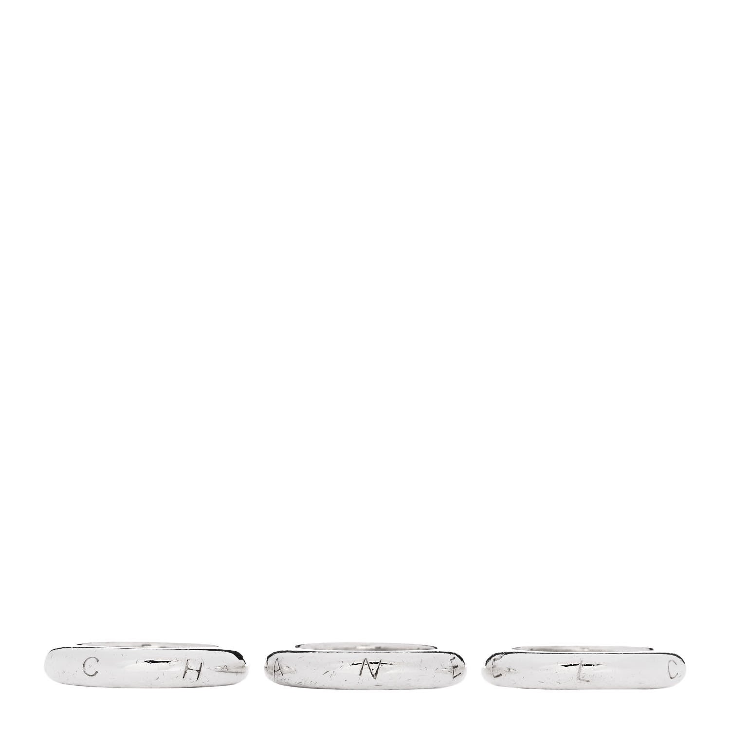 Chanel Sterling Silver Logo Set of 3 Stacking Ring 54 7 5 of 5