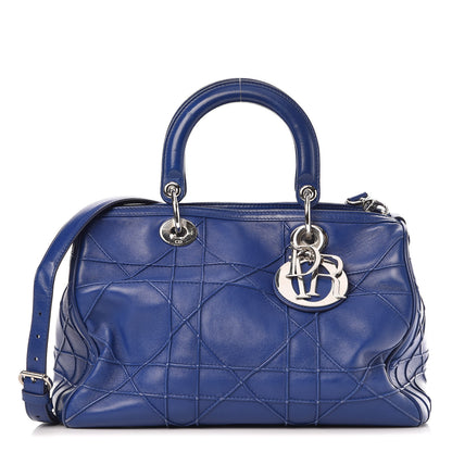 Christian Dior Lambskin Cannage Granville Polochon Blue 1 of 21