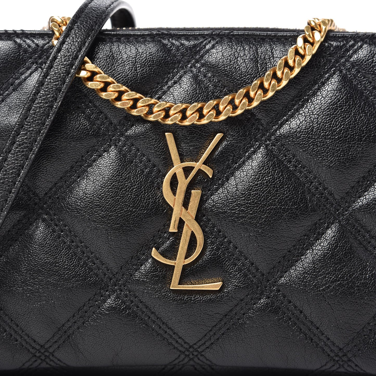 Grained Lambskin Quilted Mini Becky Double Zip Bag Black