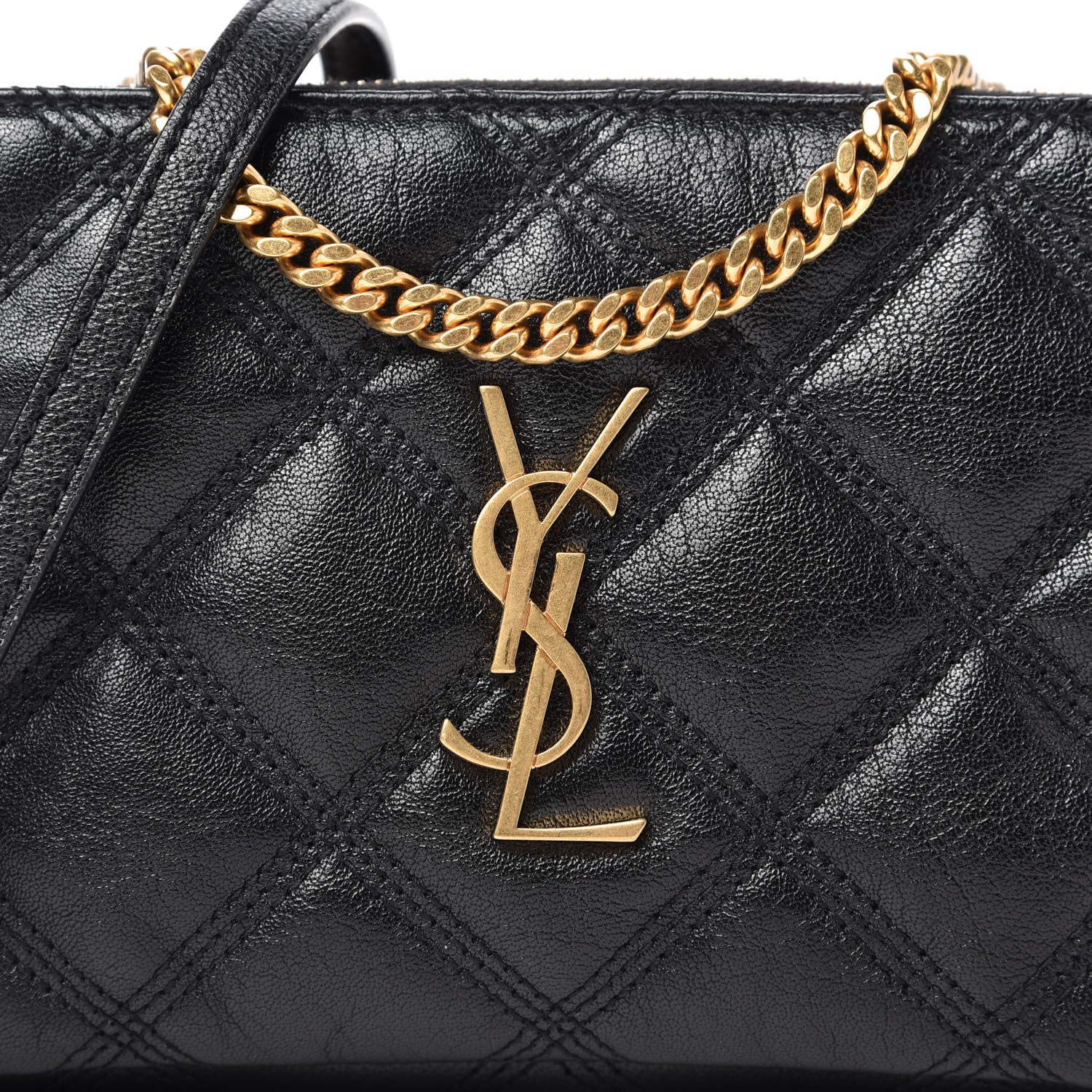 Saint Laurent Grained Lambskin Quilted Mini Becky Double Zip Bag Black 11 of 11