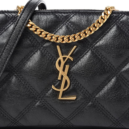 Saint Laurent Grained Lambskin Quilted Mini Becky Double Zip Bag Black 11 of 11