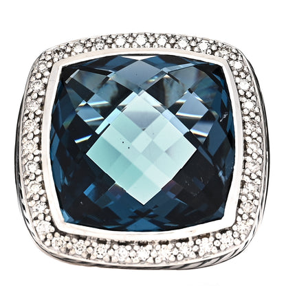 David Yurman Sterling Silver Diamond Hampton Blue Topaz 20mm Albion Statement Ring 55 7.25 1 of 5