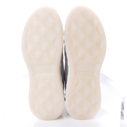 Chanel Calfskin Suede Nylon CC Sneakers 36 White Grey Yellow 6 of 10